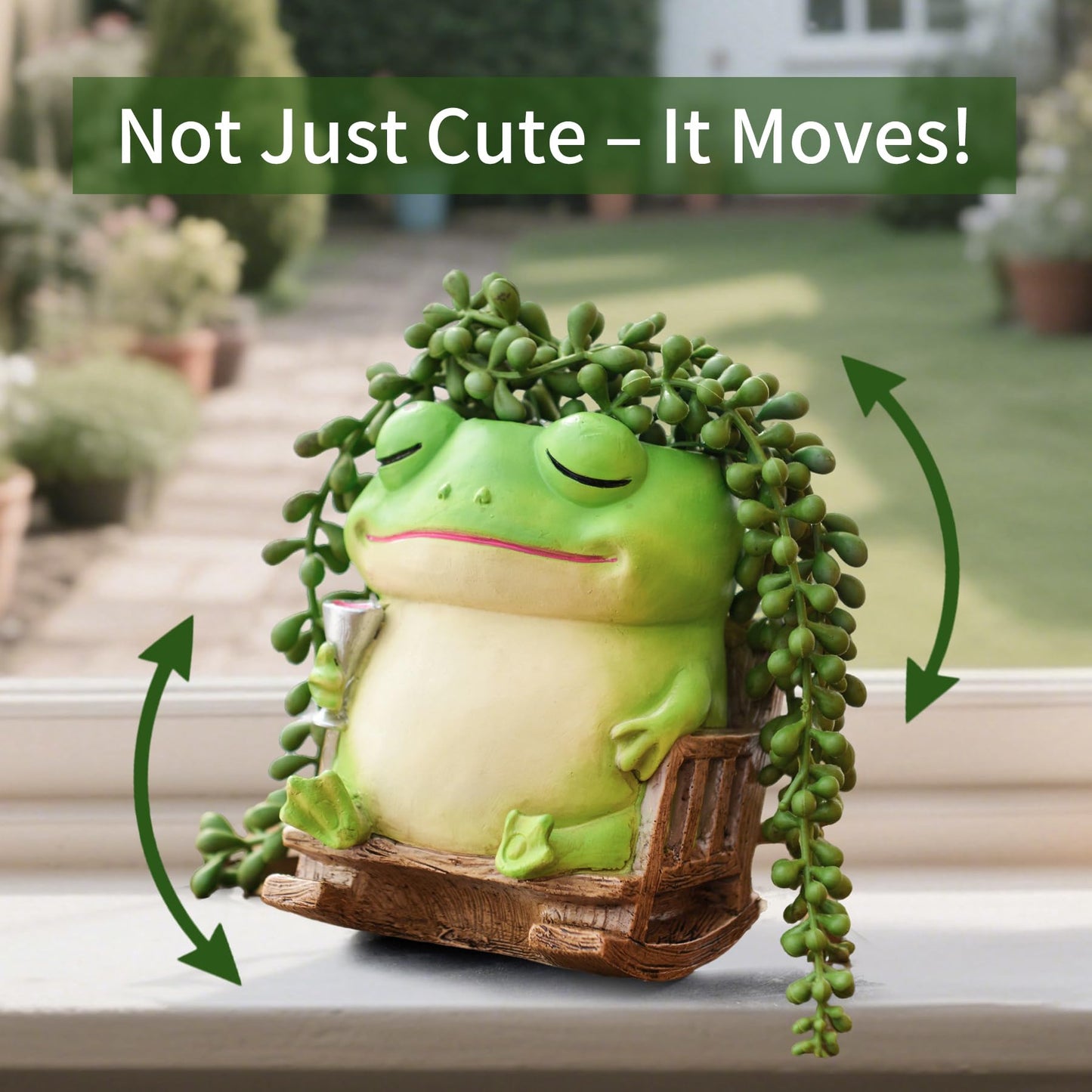 Saysmile Unique Frog Plant Pots Indoor, Cute Small Succulent Pots with Drainage Hole, Rocking Chair Planters for Outdoor Indoor Plants, Resin Flower Pot for String of Pearls, Gift Ideas for Mother