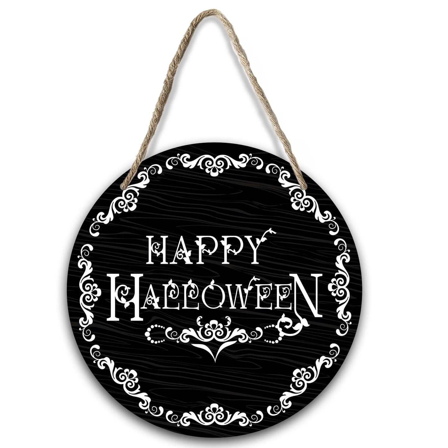 The Witch Is In Wood Sign Plaque, Halloween Hanging Wreath Sign for Home Garden Hallway Entryway Porch, Party Supplies, Front Door Round Wood Sign Wall Decor Artwork -04