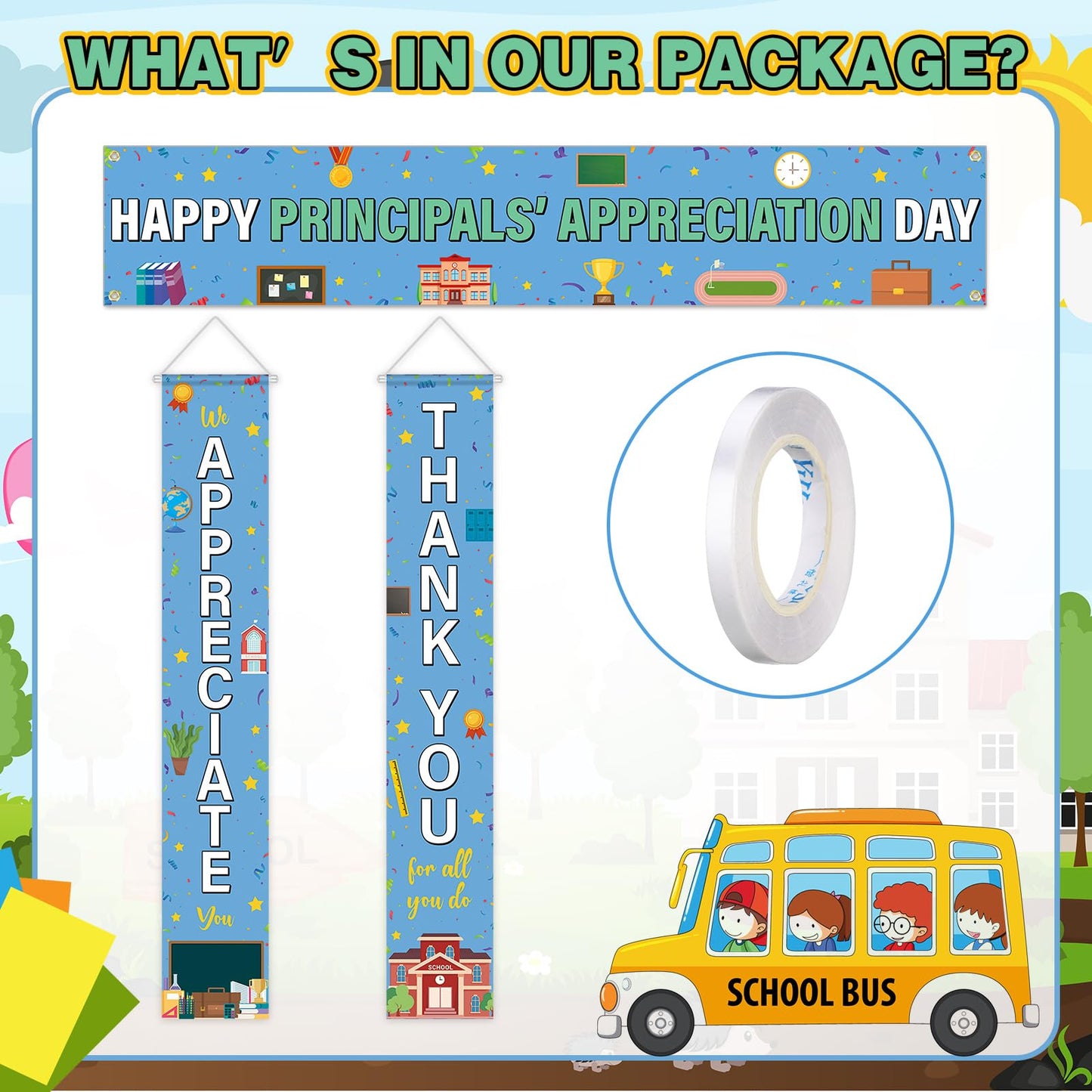 Fanfanwin Happy Principals Appreciation Day Banner Set Principal Appreciation Sign Banner We Appreciate Thank You Party Supplies Decorations for Men Women Education Workers