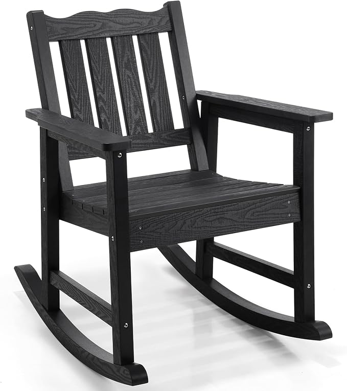 Stoog Low Back Patio Rocking Chair – Heavy Duty 400 lbs Capacity Outdoor Rocker