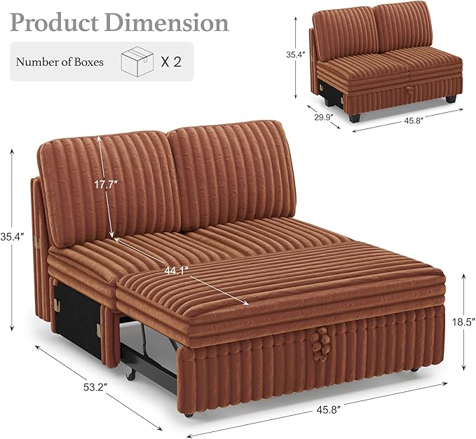 Belffin Corduroy Sleeper Sofa