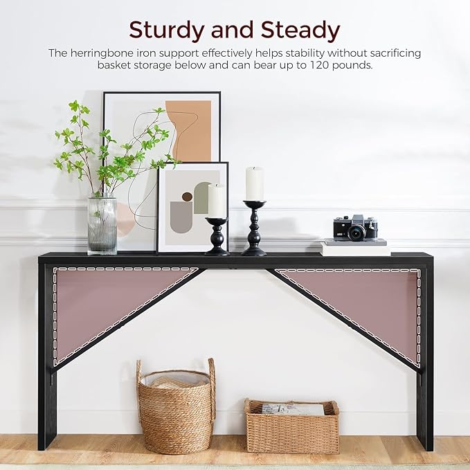 MAHANCRIS Console Table, 62.2" Long Sofa Table Behind Couch, Narrow Entryway