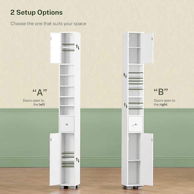 TEENFON Bathroom Cabinet, Narrow Bathroom Storage Cabinet