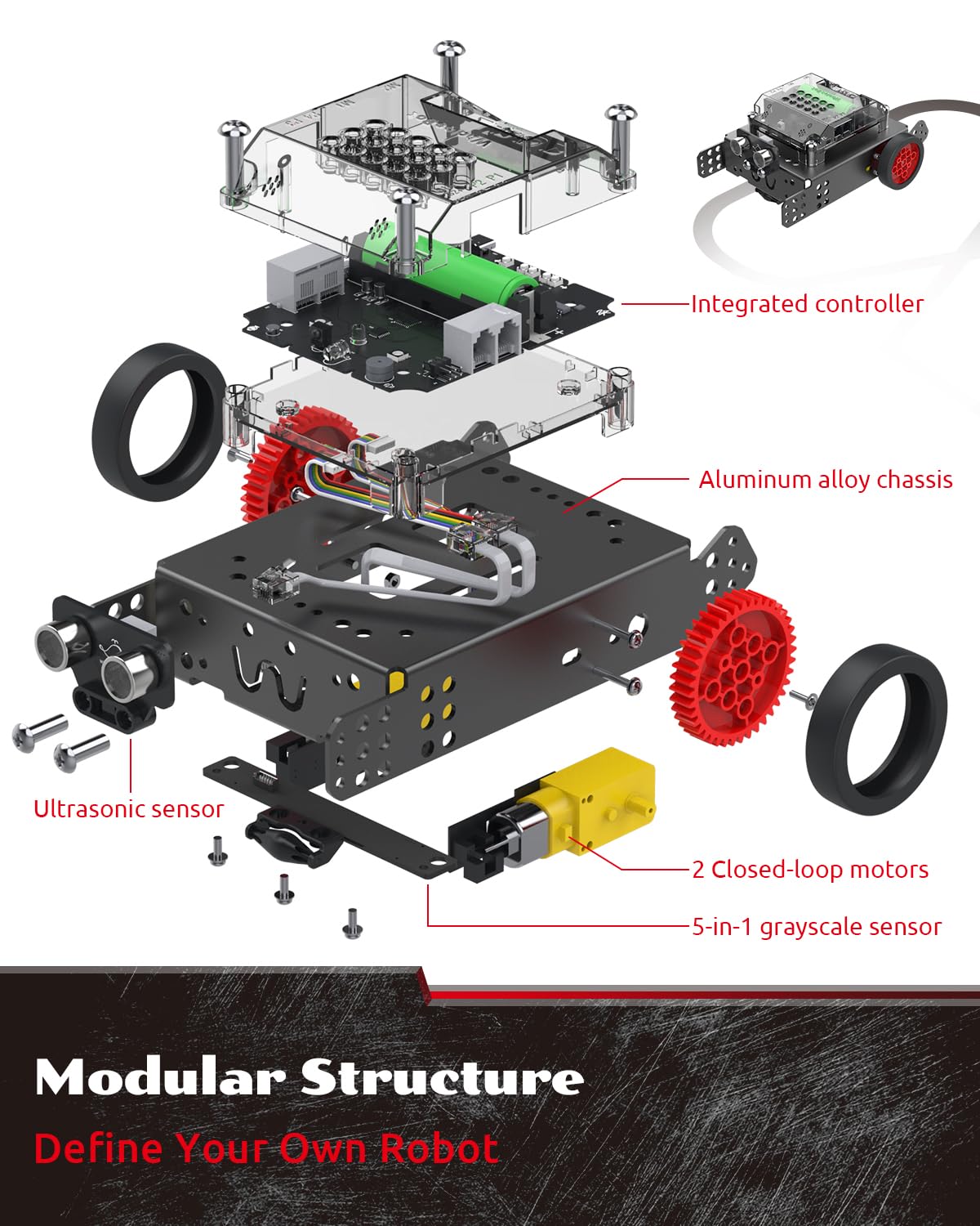 WhalesBot Rocky Coding Robot Car Kit for Kids 8-12 12-16, STEM Educational Engineering Toy, Scratch Python C Programming & Remote Control, Science Gift for 8 9 10 11 12+ Year Old Boys Girls