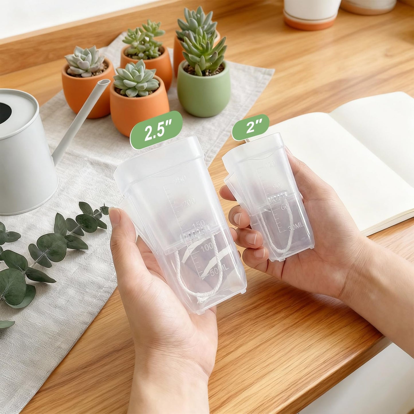QCQHDU 15-Pack 2 Inch Mini Self Watering Pots for Indoor Plants, Semi Hydroponic Pots, Small Clear Plastic Planters, Drainage Hole, Water Level Indicator, African Violets, Alocasia, Cutting, Seeding