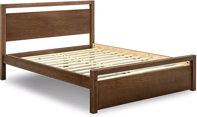 Grain Wood Furniture Loft Queen Size Solid Wood Bed, Brushed Mocha