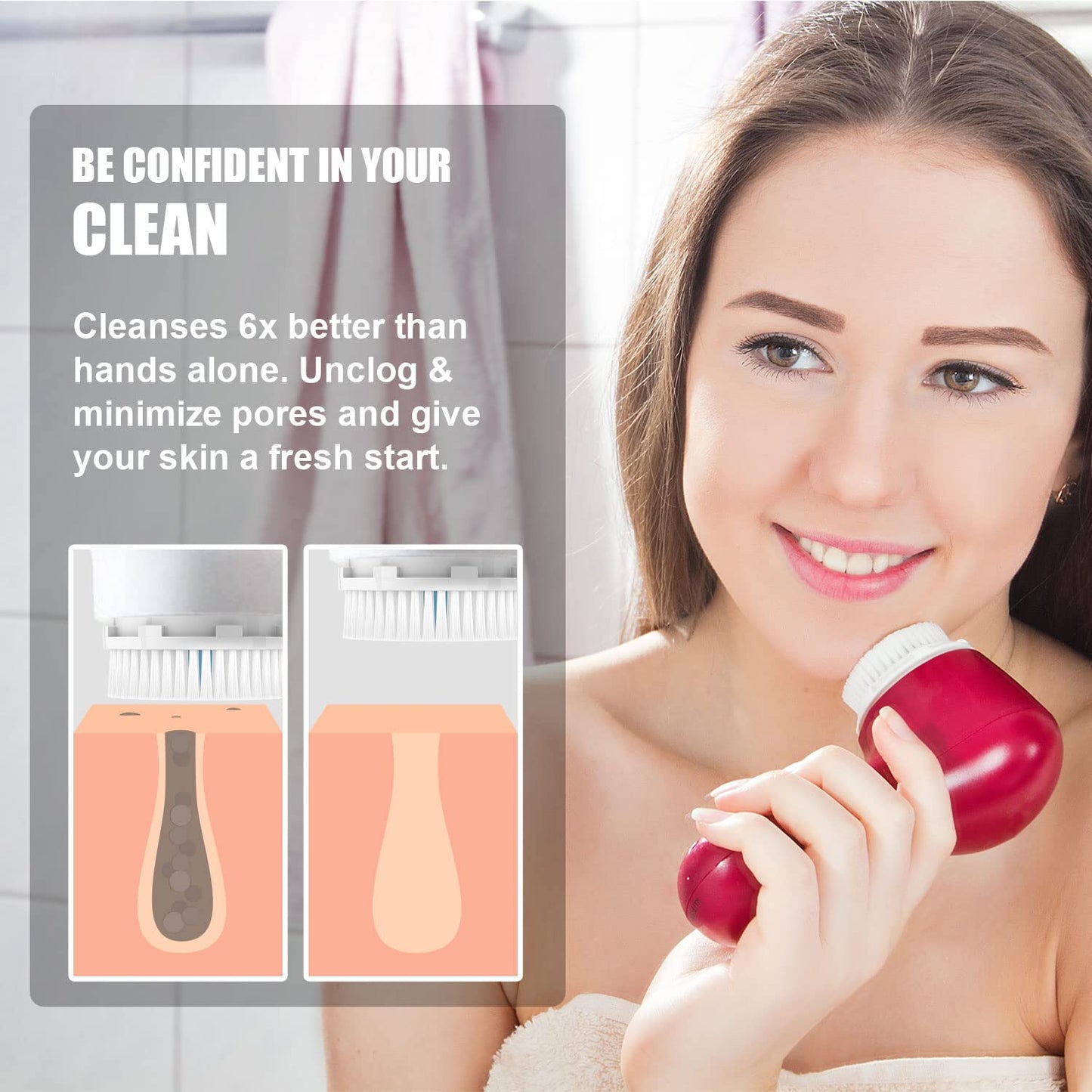 Brushmo Facial Brush Head Replacements Compatible with Clarisonic Mia 1, Mia 2, Mia Fit, Alpha Fit, Smart Profile Uplift and Alpha Fit, Deep Pore Facial 4 Pack (Deep Pore)
