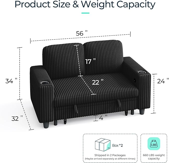 LINSY HOME Loveseat Sofa with Storage