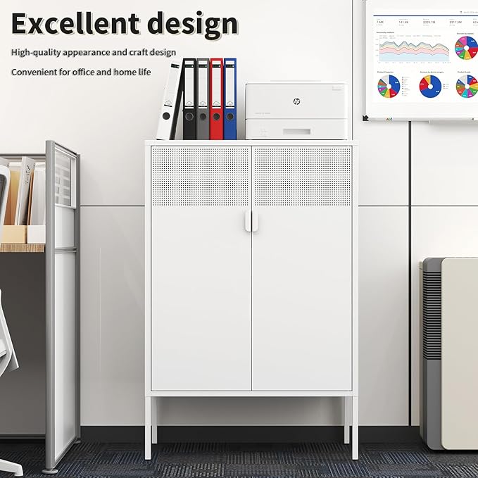 White Metal Storage Cabinet