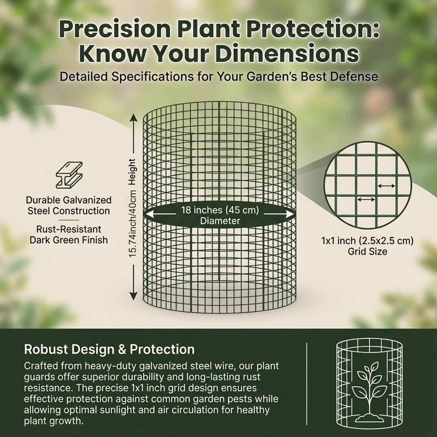 3 Pack Plant Protectors from Animals, 17×14 Inch Chicken Wire Mesh Cloche Cages, Sturdy Garden Animal Barrier for Vegetables & Flowers, Includes Stakes, Zip Ties, Pliers & Gloves
