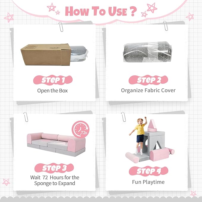 Modular Kids Play Sofa Multifunctional Kids Sofa Convertible Foam Floor Mat
