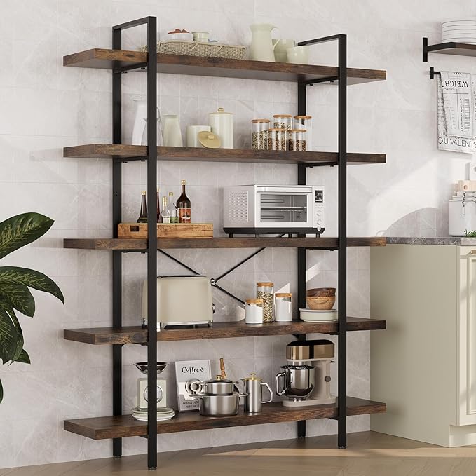 OtterOasis Heavy Duty 5-Tier Industrial Bookcase, 120lbs Shelf Capacity