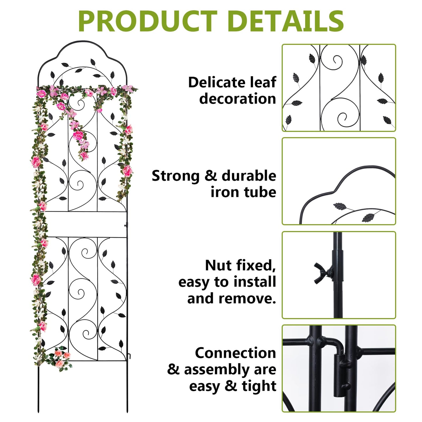 hogardeck Metal 84 * 19 Garden Trellis 2-Packs for Climbing Plants Flowers Vegetables Planting Arched Outdoor Decoration for Courtyards Lawns Gardens
