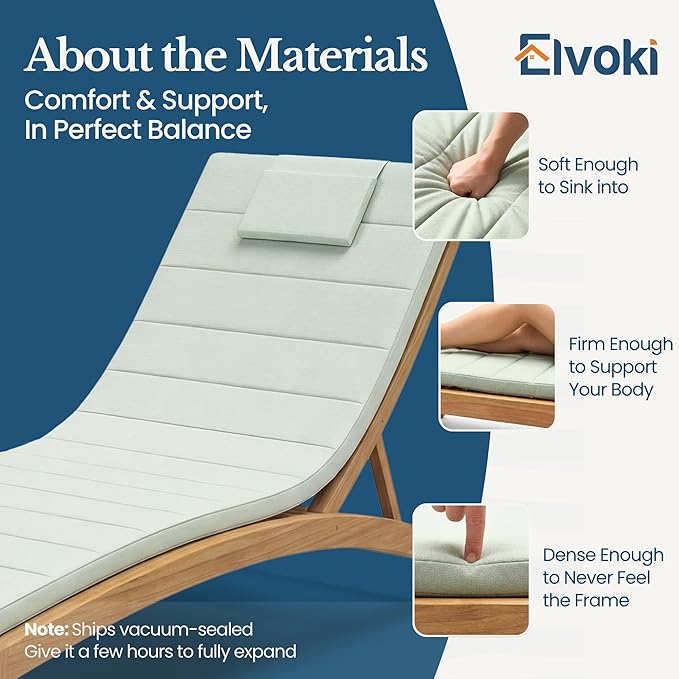 Quilted Chaise Lounge Outdoor Patio Furniture Cushions | Water-Resistant Patio
