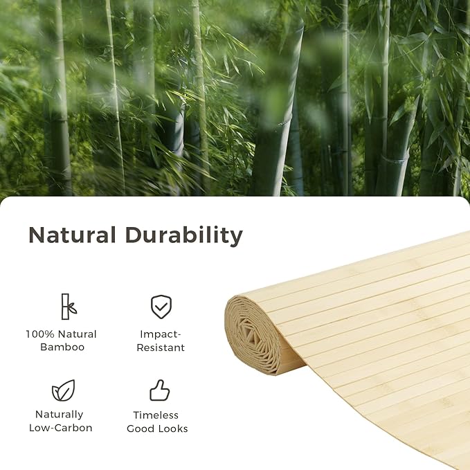 OUZUGIE 1 Pack 96x24 Inch Natural Bamboo Wall Panel – Raw Pole Wrap Paneling
