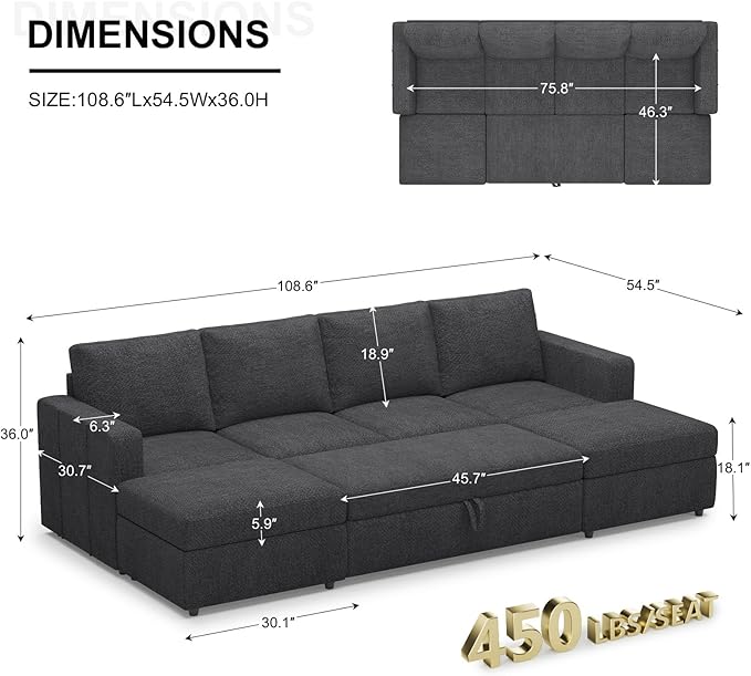 Belffin Modular Sectional Sleeper Sofa Bed