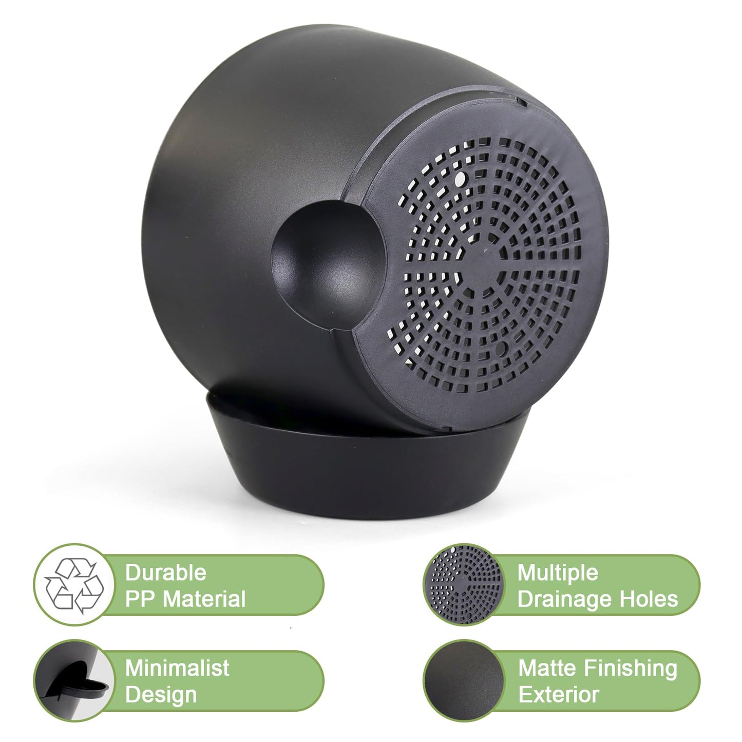 WSMKSZ 12/10/9 inch Large Self Watering Pots, Planter, Plant Pots with Mesh Drainage Holes for Indoor Outdoor Garden Plants, Plastic Flower Pots with Removable Deep Reservoir, Black