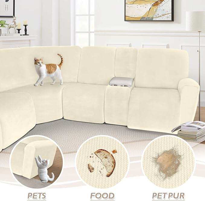 Arfntevss Sectional Recliner Couch Covers Velvet Washable Corner Sectional Sofa