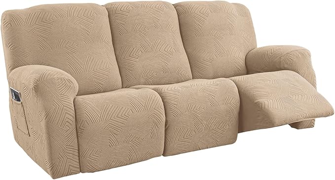 5-Piece Recliner Sofa Covers, Stretch Geometric Strokes Jacquard Recliner Sofa