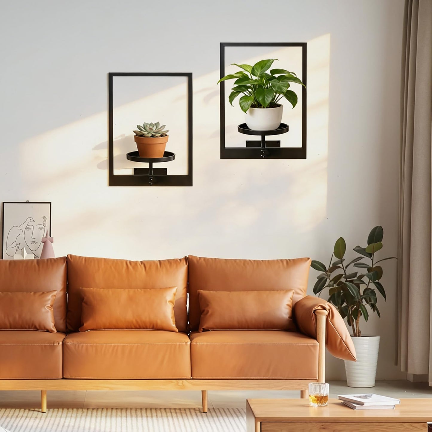mekpiwu 3 Pack Picture Frame Wall Planters, Hanging Plant Shelves for Indoor Plants, Decorative Plant Stand & Hanger for Living Room, Window, Entryway & Outdoor Use, Black
