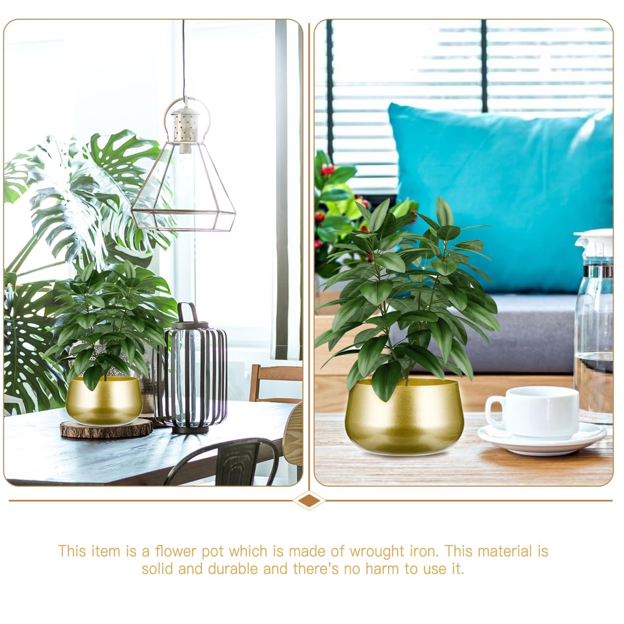 Toddmomy Flowerpot Metal Plant Pot Gold Plant Pots Indoor Flower Pot Gold Planter Metal Pot Planter Modern Decorative Flower Pots Gold Flower Vase Home Decor Handmade Pot Wrought Iron Brass