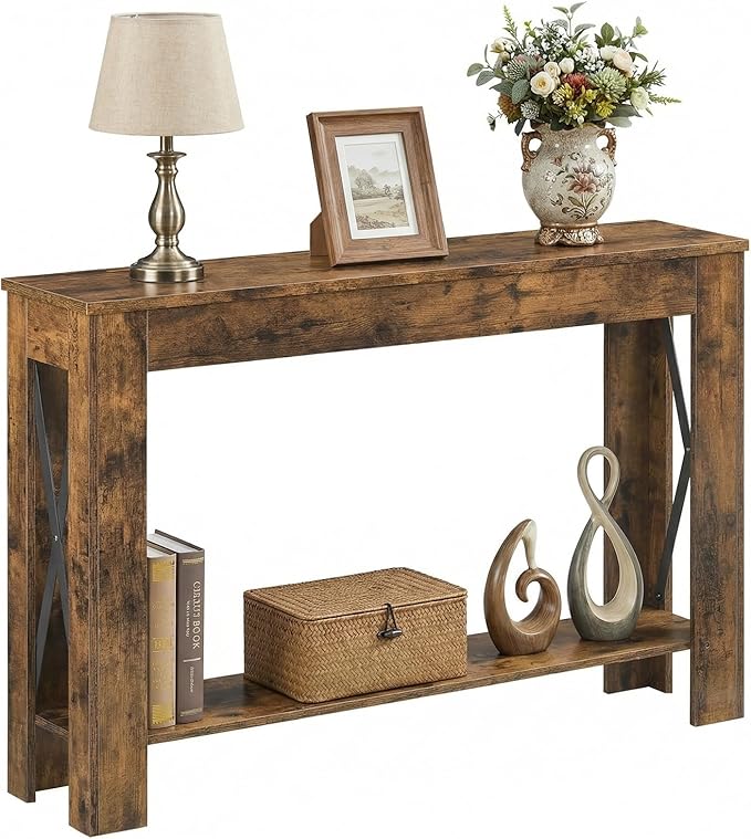 YATINEY Farmhouse Console Table, 39.4'' Small Narrow Entryway Table, Wood Couch