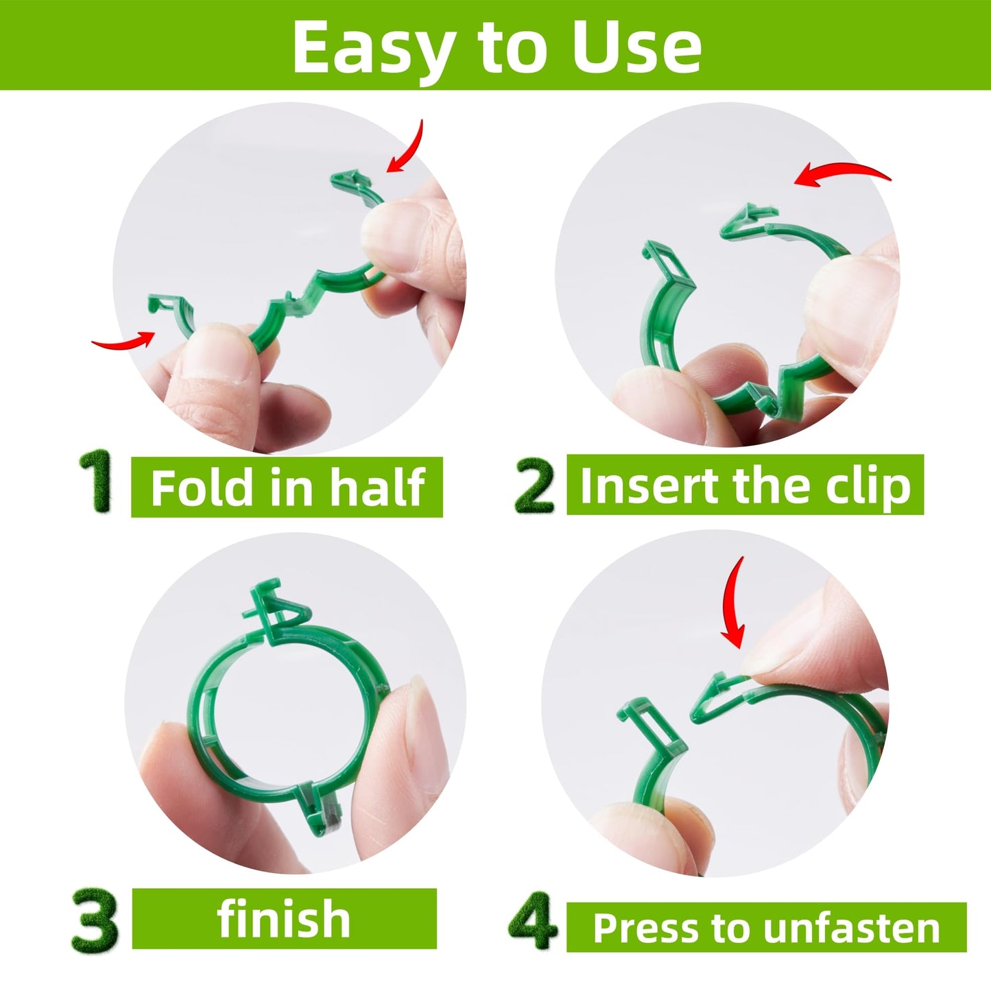 CIQIYO® 100 Pcs Plant Support Clips,Plastic Clips for Securing Plants,Tomato Vine Clips,Plant Fixing Clips,Garden Clips for Climbing Plants,Grape and Vine Vegetables (100, Green)