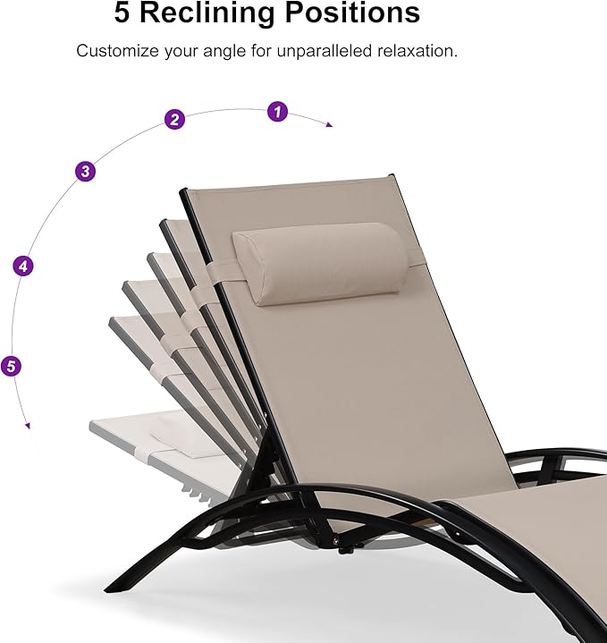 PURPLE LEAF Patio Oversized Chaise Lounge Chair Set