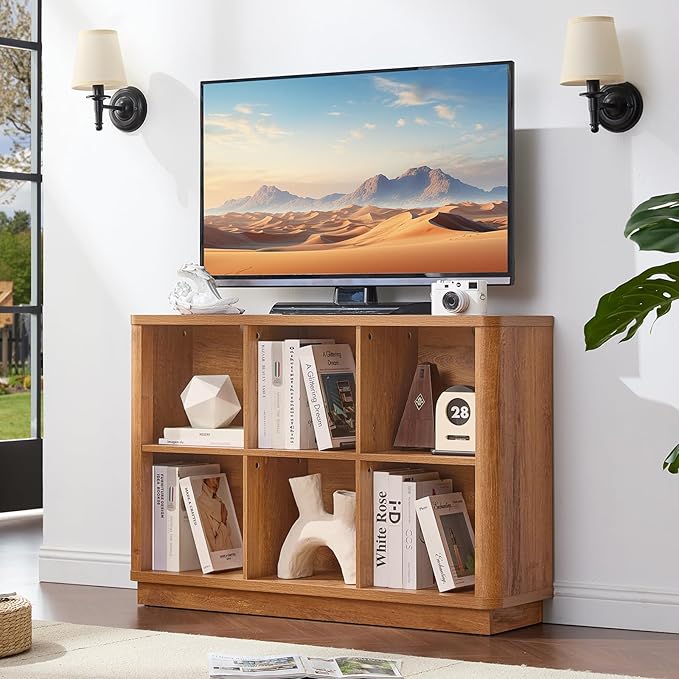 Joaxswe 6 Cube Storage Book Shelf, Floor Standing 2-Tier Wooden Bookshelf