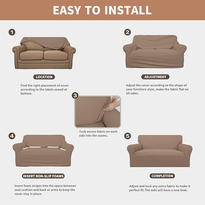 Easy-Going 100% Waterproof Couch Cover, Dual Waterproof Sofa Cover, Stretch