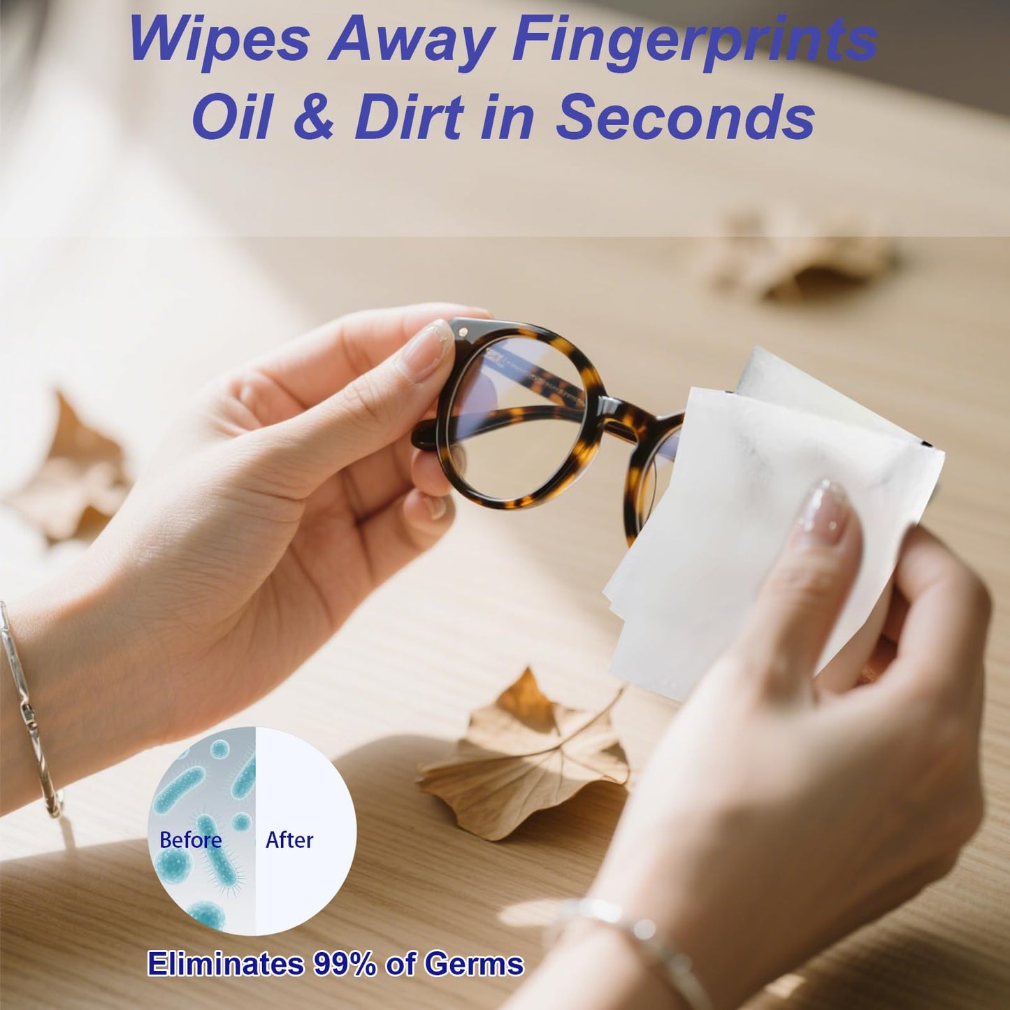 Disposable Lens Cleaning Wipes, Large 4.7" x 5.9" Size, 200 Count (2 Packs of 100), Multi-Purpose Cleaning Cloths for Glasses, Screens, Camera Lenses