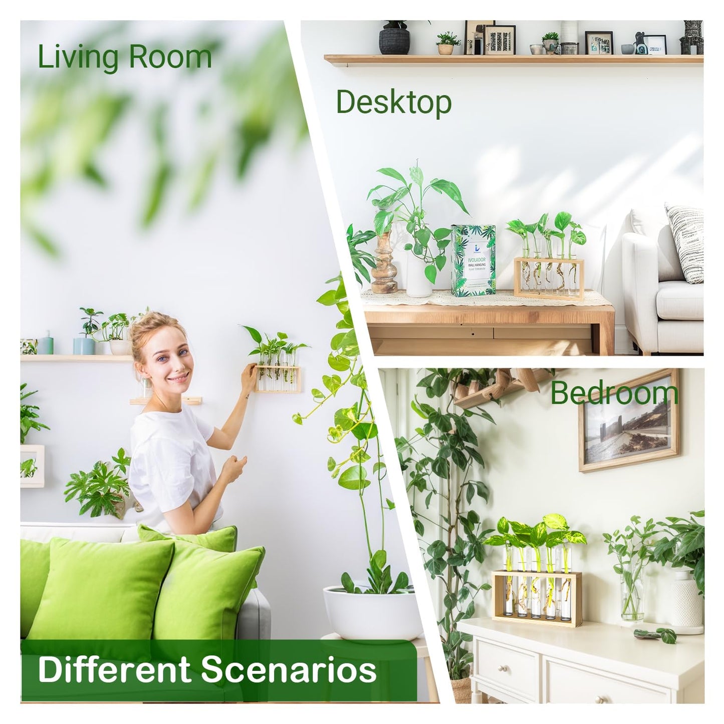 Propagation Station, Plants Terrarium, Plants Lover Gifts for Women,Plant Cutting Holder Home décor,Gifts for Women,House Warming New Home-5 Tubes-Beige