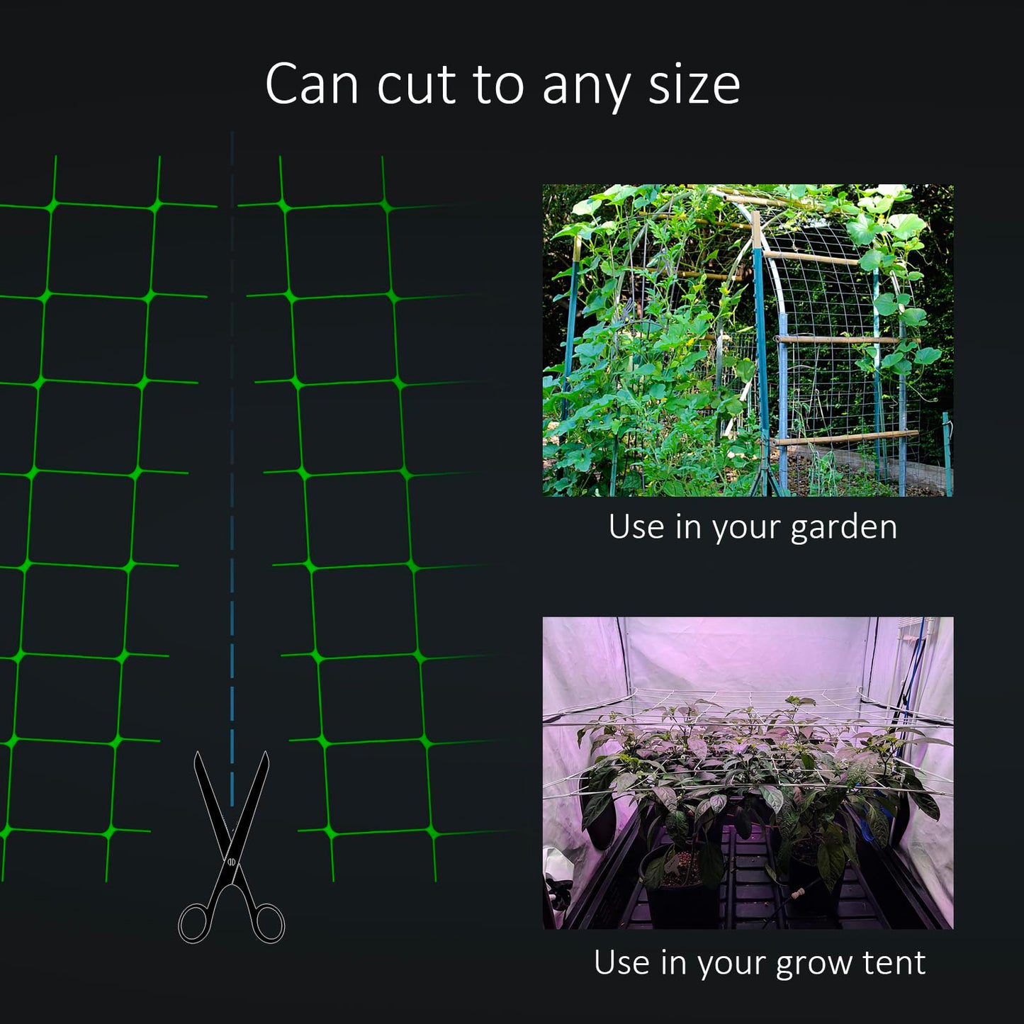 Toolazy Trellis Netting 59" x328' Green - Heavy Duty 6" Mesh Plant Support Net for Climbing Vegetables, Garden Trellis Roll for Tomato Cucumber Pea Bean Vine Grow Tent Scrog Hydroponic