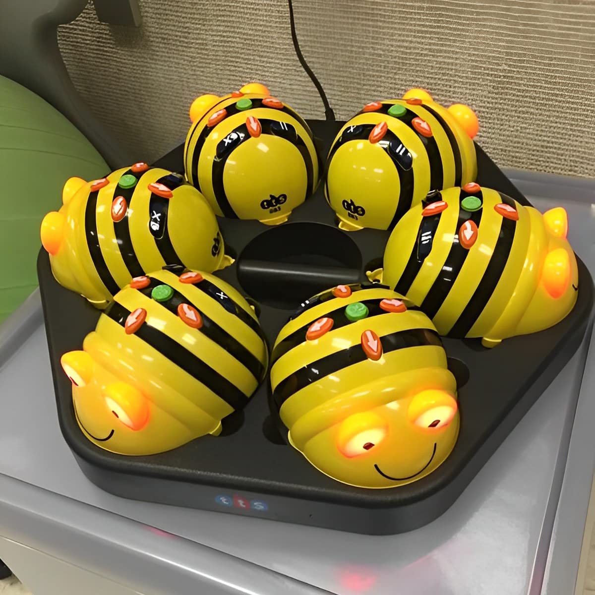 Coding Robot Class Pack - 6 Bee-Bot See & Say Programmable Floor Robots with Voice Recording & 6-Bay Docking Station, STEM Robotics Kit for Kids, Preschool, Kindergarten & Classroom