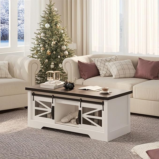 47.2" Lift Top Coffee Table, Hidden Storage Compartment, Lifting Tabletop