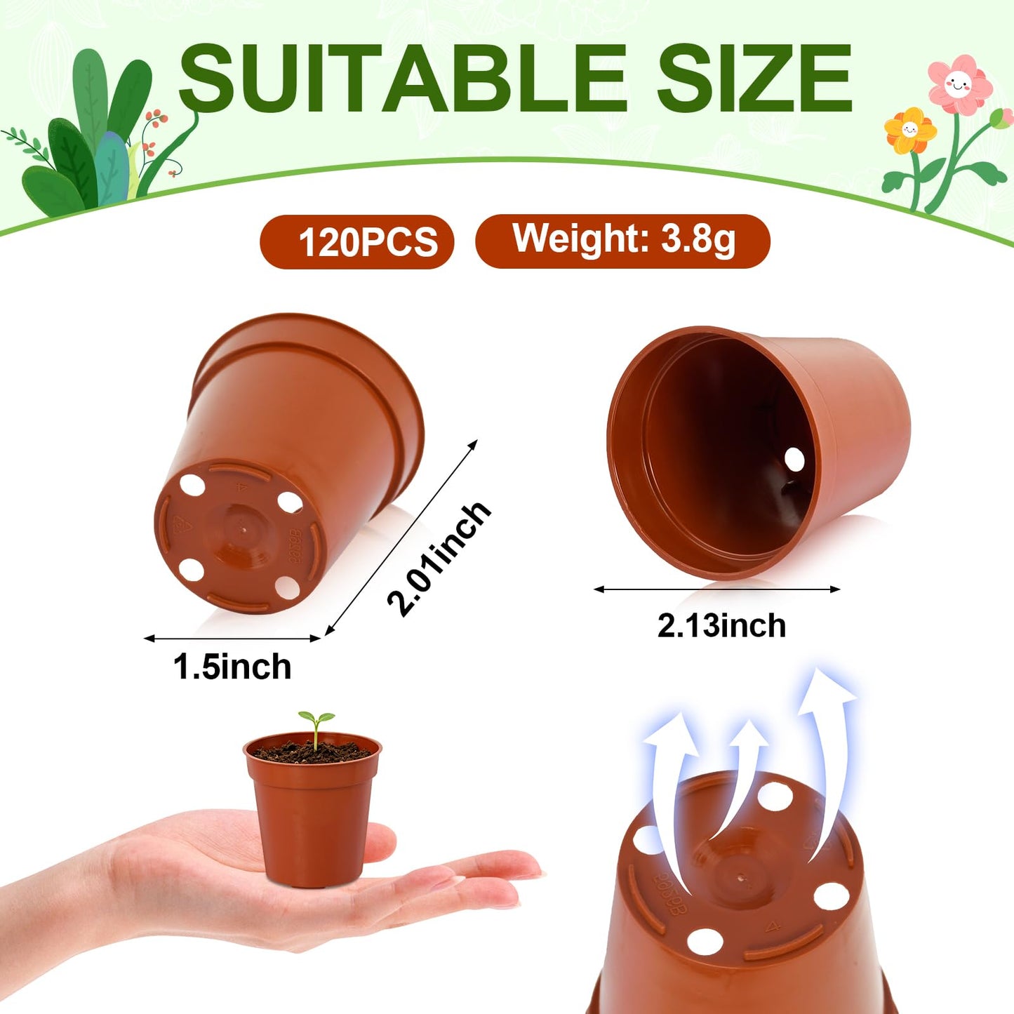 RXLWYUNLAE 120 Pcs 2 Inch Red Mini Nursery Pots for Plants, Plastic Seedling Red Plant Pots with Drainage Holes, Seed Starting Trays for Various Seeds Indoor & Outdoor Flower Planters