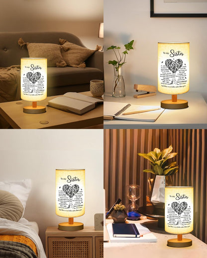 Gorgifty Sisters Gifts from Sister, to Sister Fabric Table Lamp, Sister Mothers Day Birthday Graduation Gifts for Sister, Bedside Table Lamp Gifts for Sisters from Sisters Adult