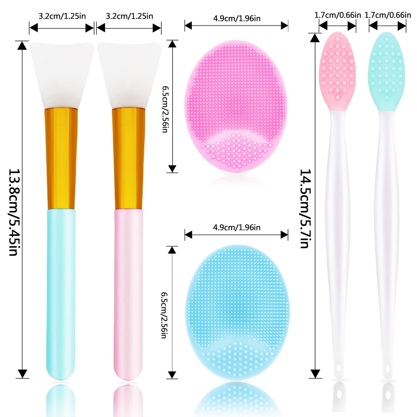 5PCS Silicone Scrubber Set, Lip & Face Cleansing Brush and 2PCS Exfoliating Face Brush for Men & Women