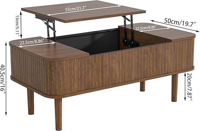 Fluted Lift Top Coffee Table