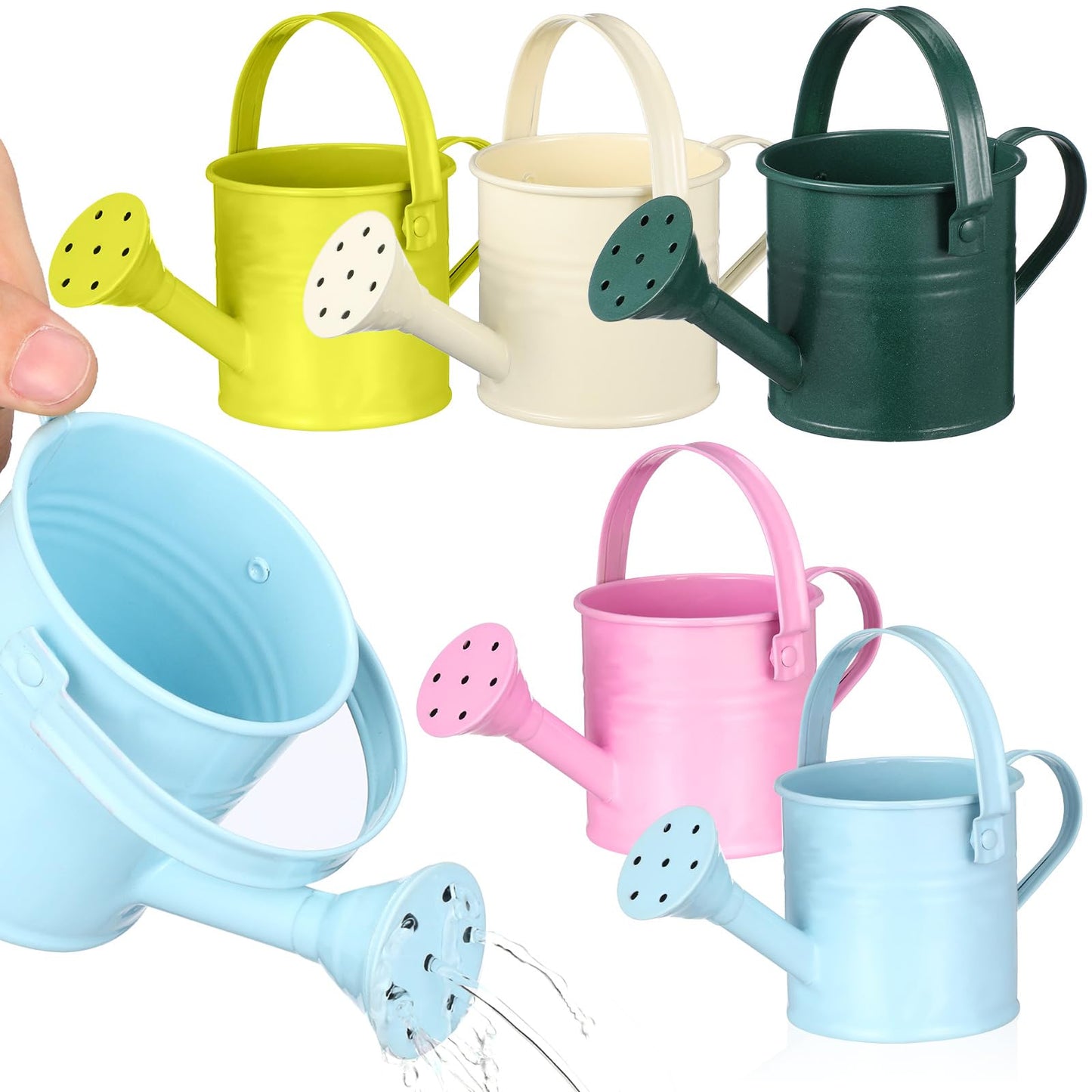 5PCS Mini Watering Cans Kids Metal Watering Can for Indoor Plants, Small Water Can Toddler Gardening Tool Beach Play, Multifunctional Cute Metal Jug for Craft, Home Decor Flower Bucket