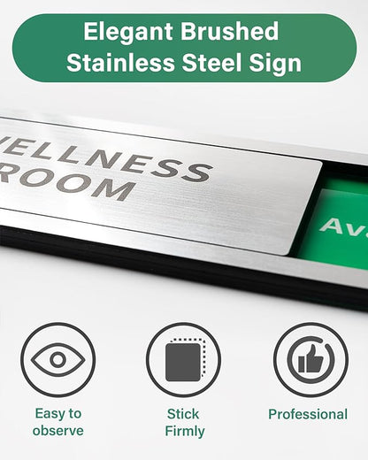 Meeting Room Sliding Door Signs Do Not Disturb, In Use/Available Slider Sign for Home Office Conference Vacant Occupied Privacy Slide Door Sign，Brushed Silver