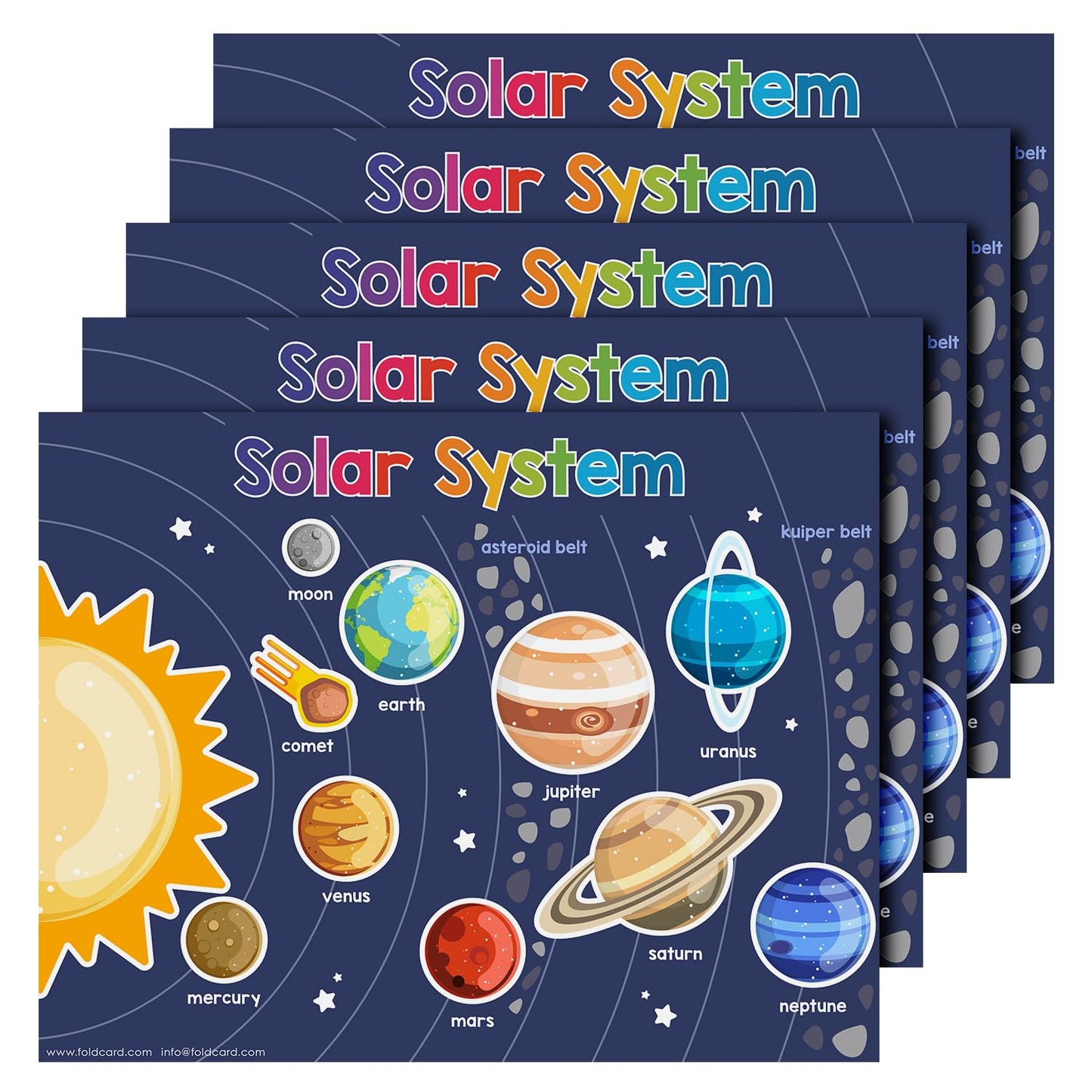Educational Charts for Preschool to Grade 1 – Bright & Colorful Educational Visual/Learning Aid Wall Art Poster for Classroom Home | Glossy Durable Cardstock | 8.5" x 11" | 5 per Pack (Solar System)