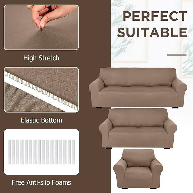 Peryiter 3 Pcs Couch and Loveseat Covers Set Sofa Cover