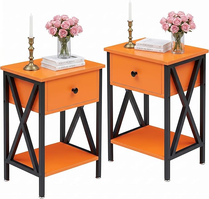 VECELO Nightstands Set of 2, Modern Bedside End Tables, Night Stands