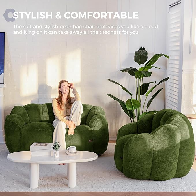 MAXYOYO Bean Bag Chair for Adults, Floral Shaped Bean Bag Sofa, Ultra Soft Faux