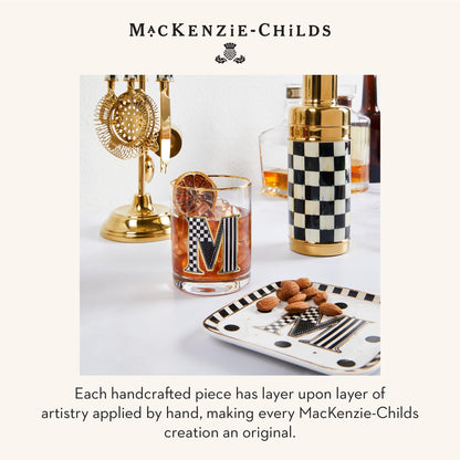 MACKENZIE-CHILDS Ceramic Monogram Dish, Decorative Letter Plate, 5.75 Inches, D