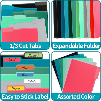 100 Packs File Folder,Grey File Folders Letter Size,1/3-Cut Tabs,8.5x11 Inch File Folders for Office,School and Home,Organizer Documents