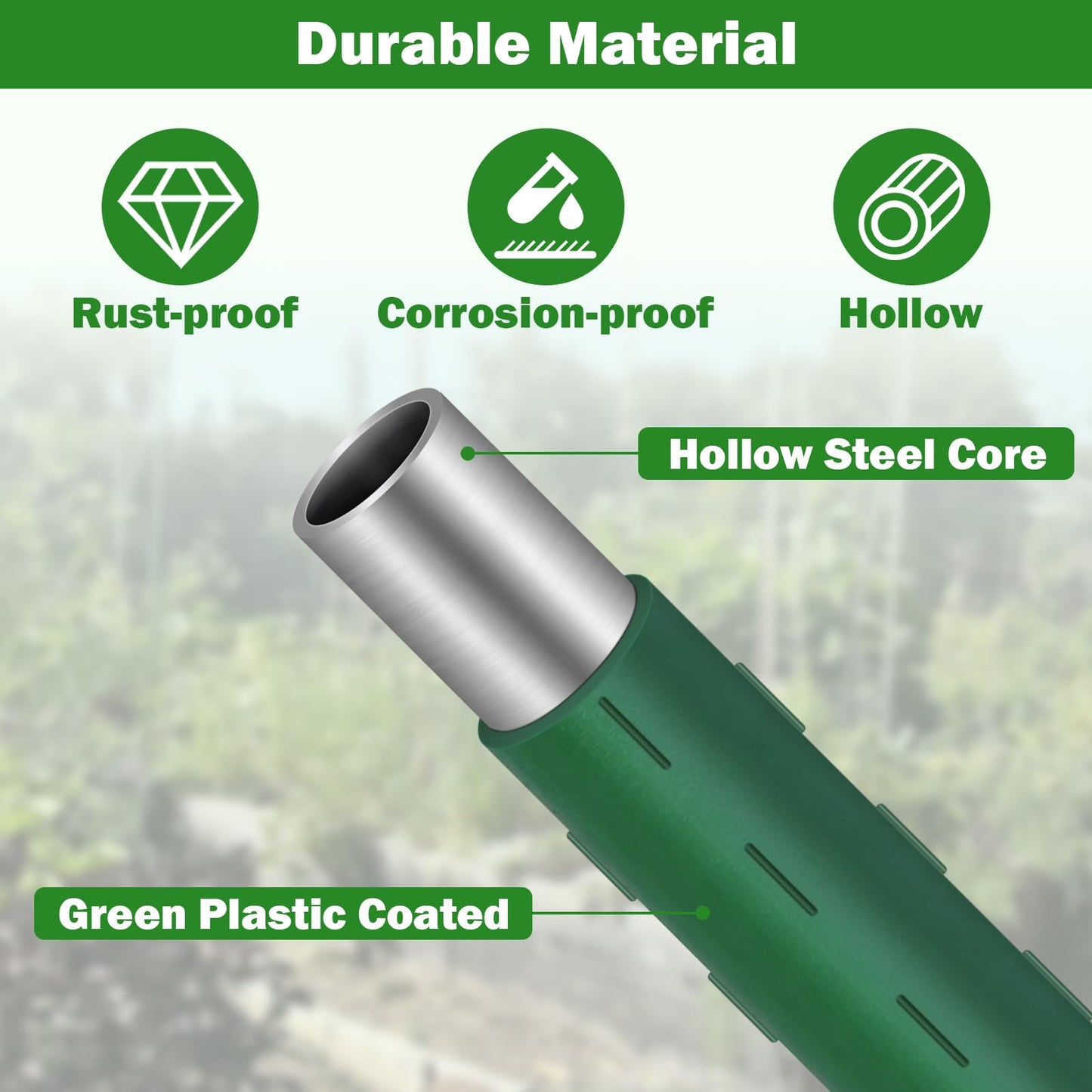 Tegarbed Garden Stakes 20 Pack, 16 Inch Plastic Coated Metal Plant Support Stakes, Sturdy Tomato Stakes with 14 Connectors 14 Rotatable Clips 14 Plant Clips for Indoor Outdoor Vegetables