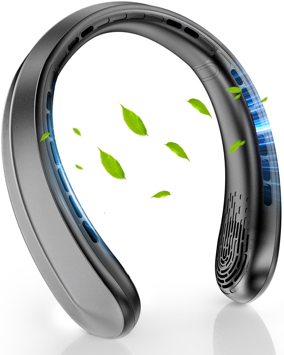Nhpoi Neck Fan, Portable Neck Fan, 5200 mAh Battery Operated Wearable Personal Fan with USB Rechargeable, 3 Wind Speed, Fast Cooling, Ultra Quiet, Bladeless, Headphone Design for Travel, Men Women