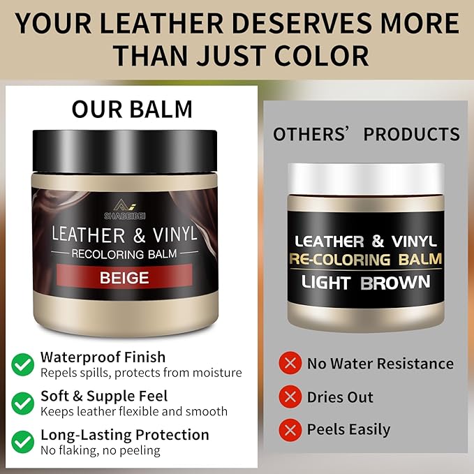 Leather Recoloring Balm with 100ml Mink Oil, Car Seats, Dye & Restorer